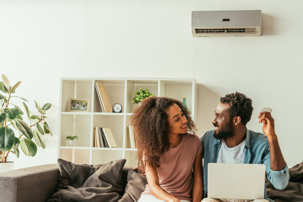 Handsome african american couple indoors