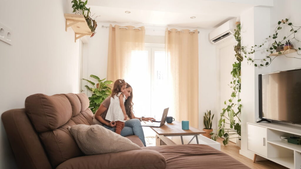 Hvac Ac Cooling House With Mother Daughter