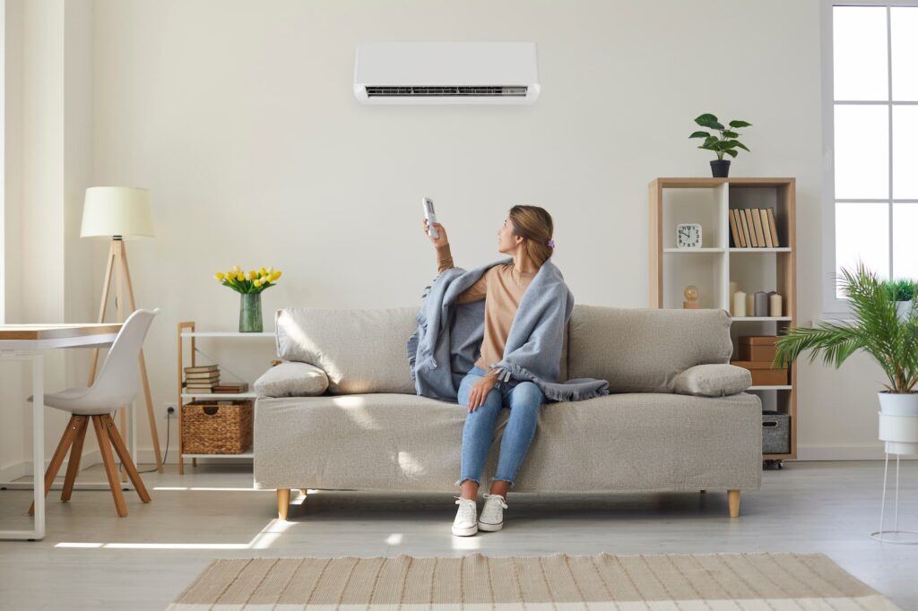 Hvac Pointing At Smart Ac For Temperature Adjustment