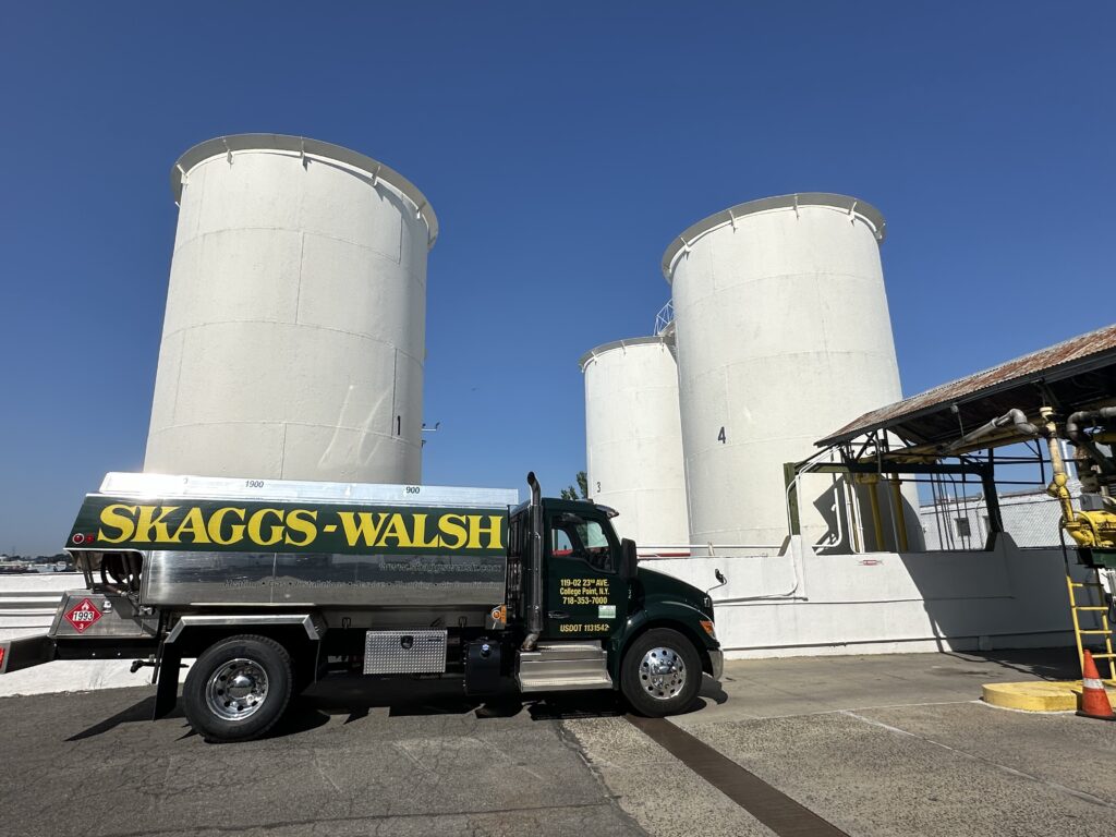 Skaggs Walsh Oil Truck In Front Of Oil Terminal
