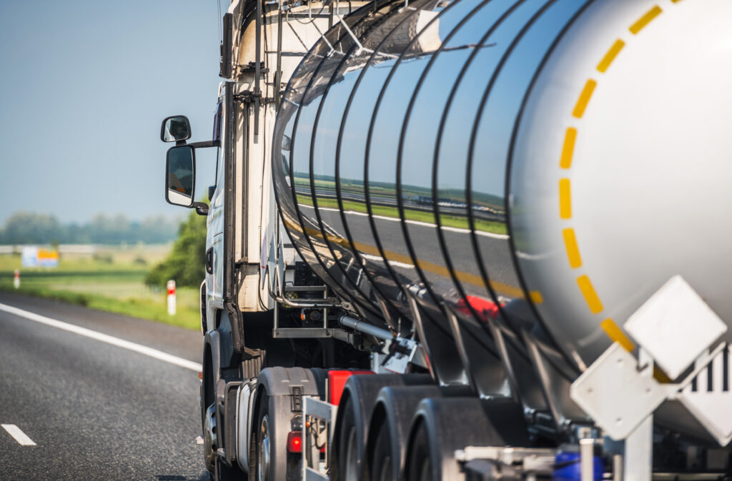 A truck carrying heating oil.